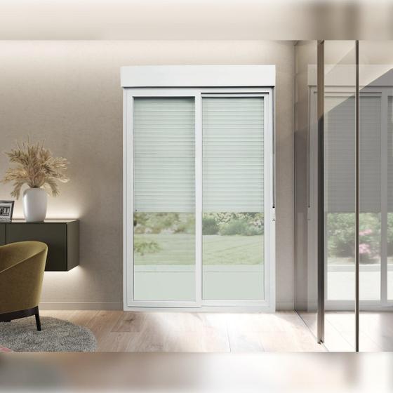 Imagem de Porta de PVC Integrada 230x200cm com 2 Folhas e Vidro Liso Temperado ITEC Brimak
