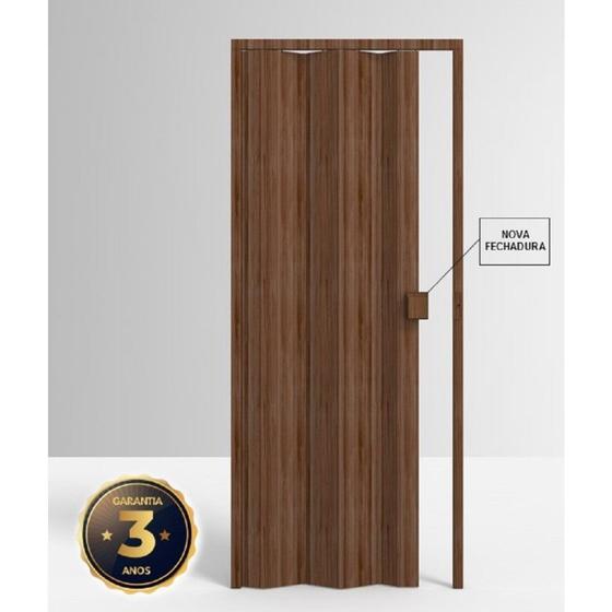 Porta de PVC Sanfonada 210x60cm Permatti Imbuia Marrom Menor preço em Porta de PVC Sanfonada 210x60cm Permatti Imbuia Marrom