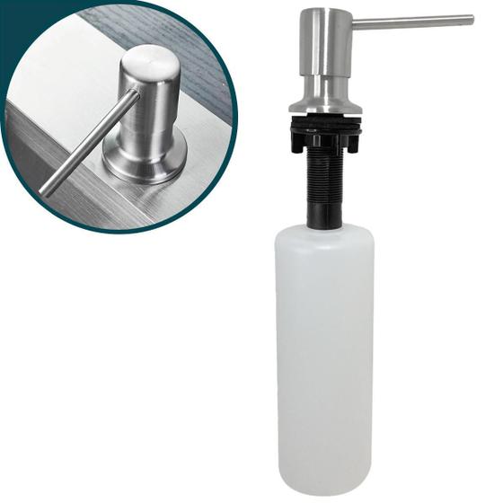 Imagem de Porta Detergente Dispenser De Embutir Inox Escovado 320Ml