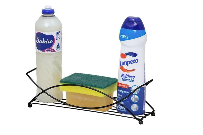 Imagem de Porta Detergente Esponja  Bucha Sabão Organizador Pia Cozinha Suporte Preto