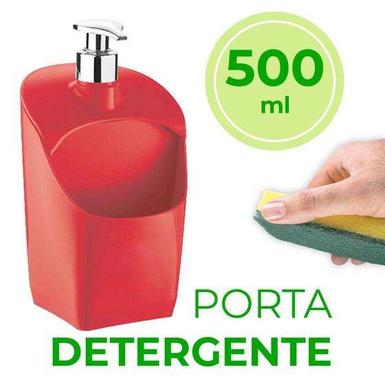 Imagem de Porta Detergente Vermelho Com Suporte Para Esponja 500ml - UZ