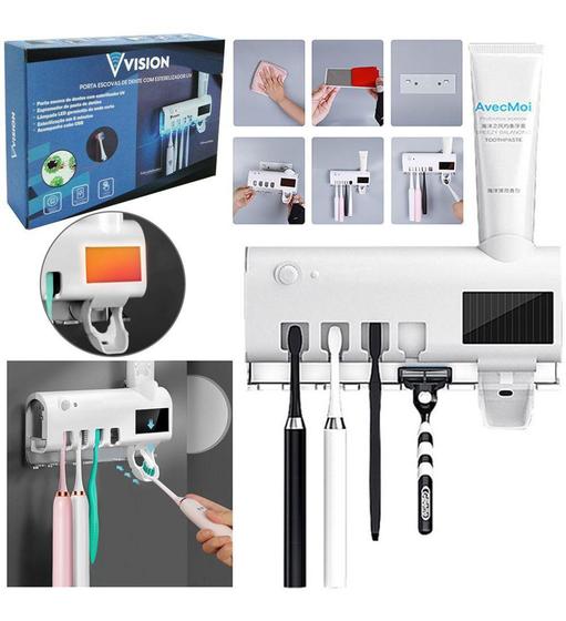 Imagem de Porta Dispenser Escova Dentes Esterilizador UV e Placa Solar - Vision