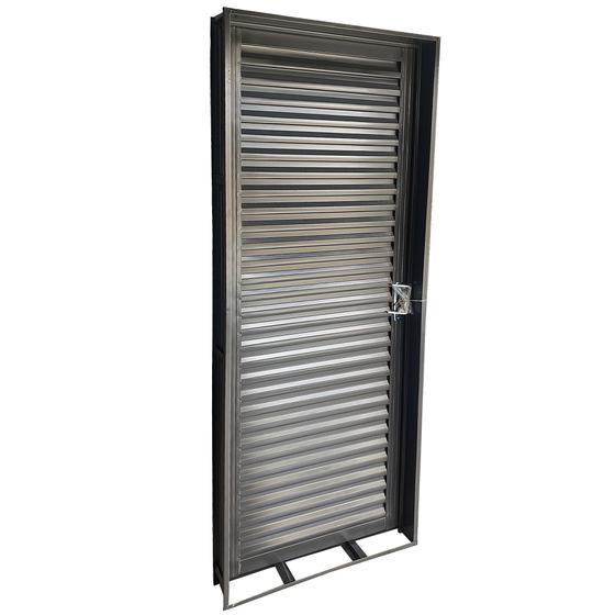 Porta em Aço Cinza Popular 2.15x0.80x12 Com Batente e Fechadura Lado Esquerdo Menor preço em Porta em Aço Cinza Popular 2.15x0.80x12 Com Batente e Fechadura Lado Esquerdo