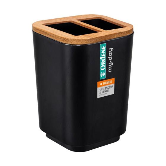 Porta Escova De Dente Plástico E Bambu Com Duas Divisórias Menor preço em Porta Escova De Dente Plástico E Bambu Com Duas Divisórias