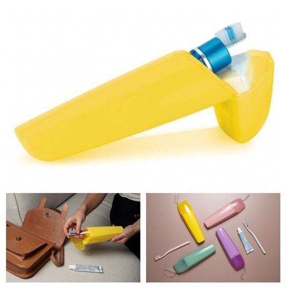 Imagem de Porta Escovas Creme Dental Portátil Bolsa Mala Viagem Estojo - UP 2000 Ou