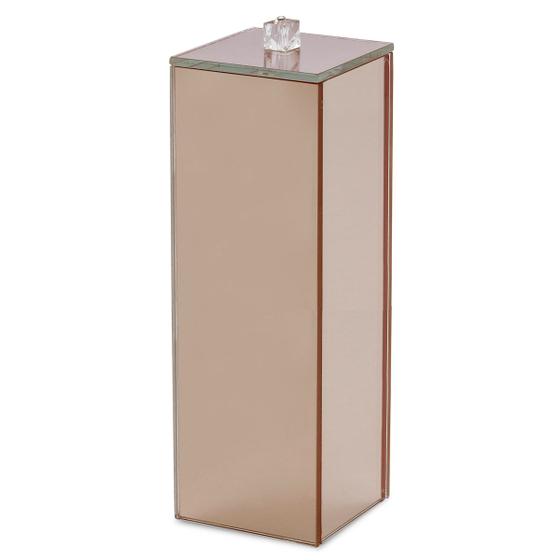 Imagem de Porta Escovas Dente Vidro Rose Gold Luxo C/ Puxador 20x7x7cm Lavabo