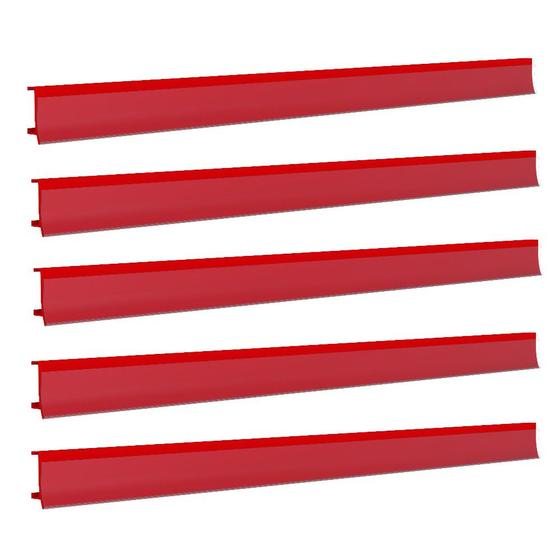 Imagem de Porta Etiqueta Bandeja Gondola Fit 90 Cm Vermelho Kit Com 150