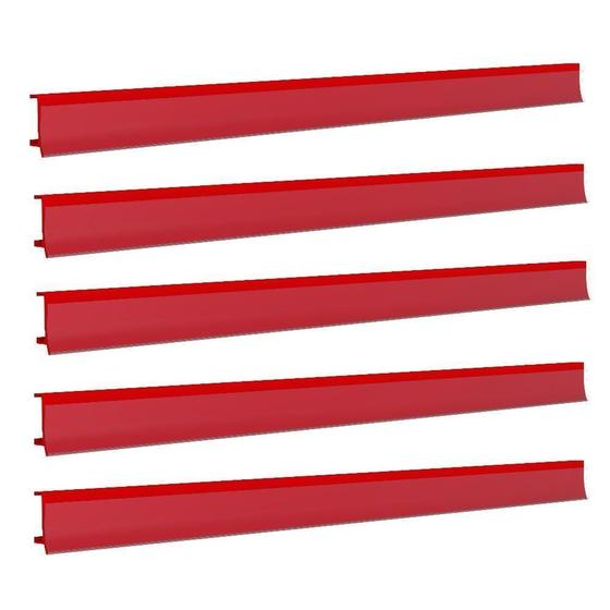 Imagem de Porta Etiqueta Bandeja Gondola Fit 90 Cm Vermelho Kit Com 5