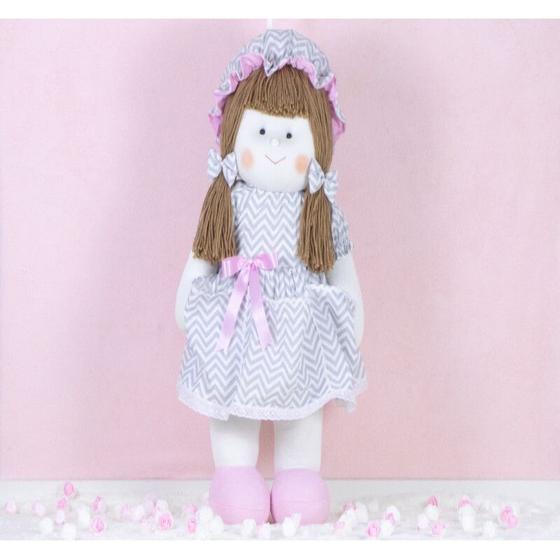 Imagem de Porta fralda boneca gigi - vestido com lese 65 cm