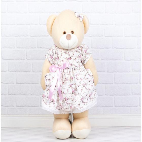 Imagem de Porta fraldas ursa vestido com lese floral