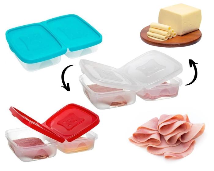 Imagem de Porta Frios Com Divisórias Vasilha Para Presunto e Queijo - Cores Sortidas