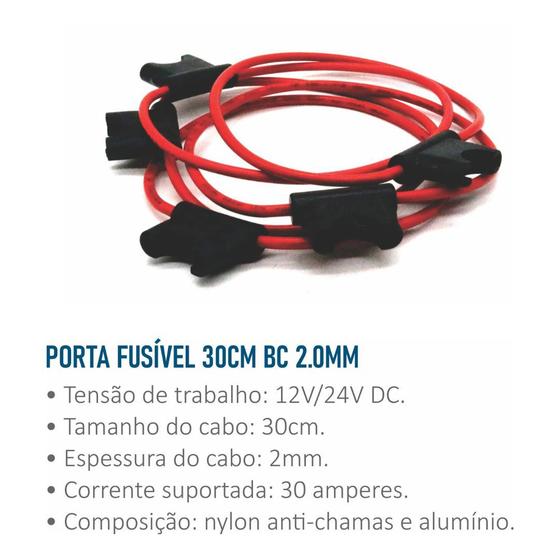 Imagem de Porta Fusível 30A BC 2.0mm 30cm - 5 unidades TechOne