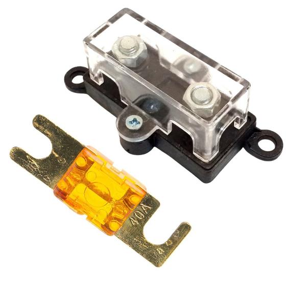 Imagem de Porta Fusível Caixa Midi Acrílico Reforçada e Fuzivel Mini Faca Modelo Anl Universal Ouro Tecnoise