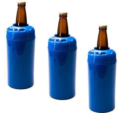Imagem de Porta Garrafa Cerveja Litrão 1000ml Cervegela Kit 3 Peças - Azul