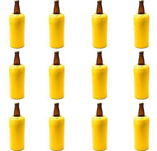 Imagem de Porta Garrafa Cerveja Litrao 1000ml Termico Kit 12 Pecas - Amarelo