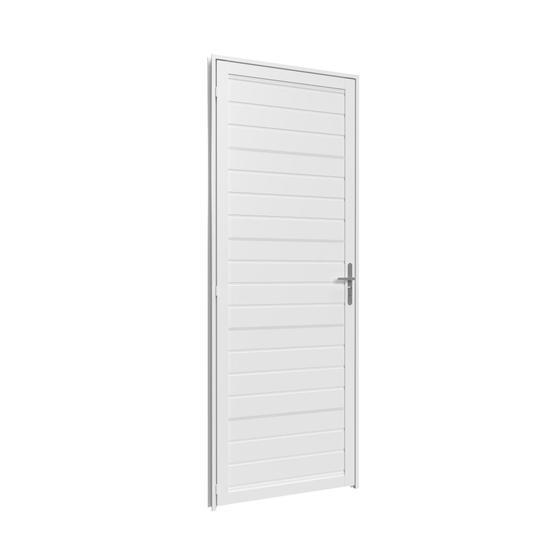 Imagem de Porta Giro Filetada 0,85m x 2,10m Esquerda em Alumínio Branco Com Friso  Vitrolar