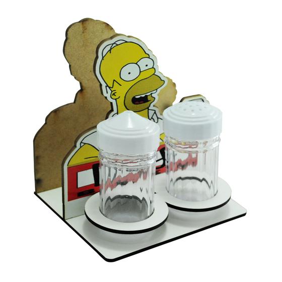 Imagem de Porta Guardanapo Com Saleiro e Paliteiro Duff Laser Mdf Madeira Adesivado