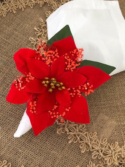 Imagem de Porta Guardanapo Decoração Natal Bico Papagaio Vermelho 06un