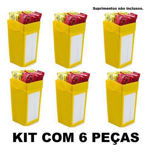 Imagem de Porta Guardanapo Sache Bar Lanchonete Kit 6 Pc Várias Cores - Amarelo