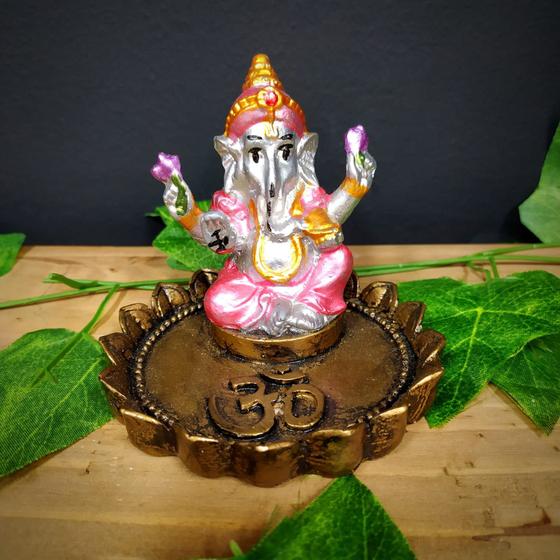 Imagem de Porta incenso em resina pratinho ganesha on cores diversas 9cm