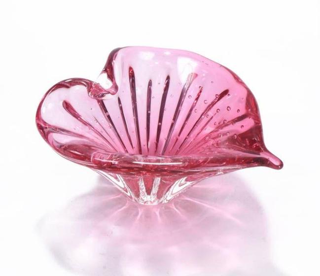 Imagem de Porta Joia Coracao Cristal Murano Rosa Sao Marcos 7x14cm - Cristais Sao Marcos