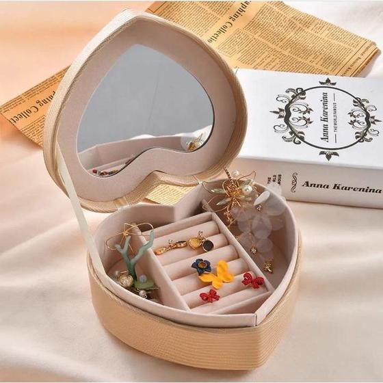Imagem de Porta joias moderno formato de coração delicado super compacto elegante