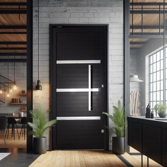 Imagem de Porta Lambri Pivotante de Aluminio 215x100cm com Puxador Reto
