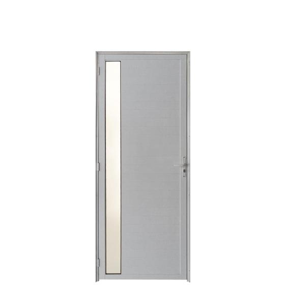 Imagem de Porta Lambril 2.10 x 0.90 Com Visor e Fechadura Alumínio Branco Lado Esquerdo - Hale