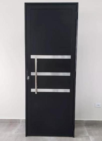 Imagem de Porta Lambril C/Puxador e Friso - Alumínio Preto - Linha 25