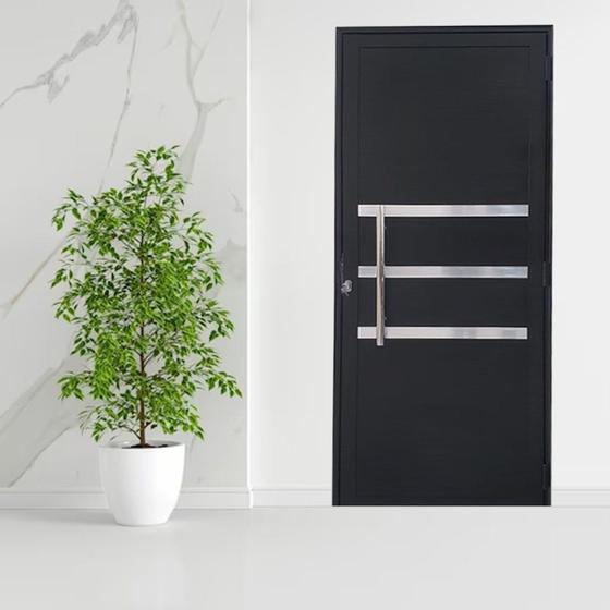 Imagem de Porta Lambril de Alumínio 210 x 80cm com Puxador e Friso Linha Veneza Lado Esquerdo
