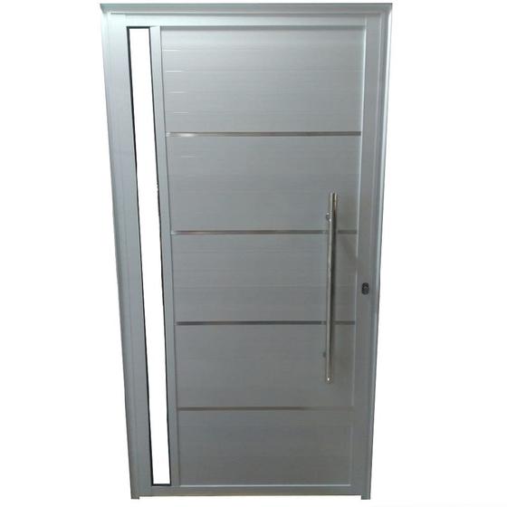 Imagem de Porta Lambril de Alumínio Branco  2.10 X 0.70 x 0.045 com Puxador, Friso e Vidro