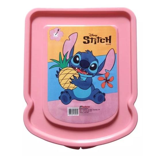 Imagem de Porta Lanche Sanduicheira Stitch Disney Infantil Rosa ou Azul Porta Frios Porta Frutas Pão Merenda- Plasduran