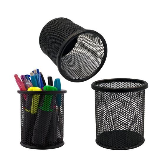 Imagem de Porta Lápis Organizador de Mesa Escritório Preto Aramado