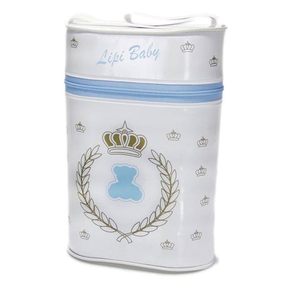 Imagem de Porta Mamadeira Protetor Térmico Duplo Lipi Baby Coroa Azul