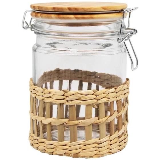 Imagem de Porta mantimento vidro com tampa em bambu e trava 750ml - Full Fit