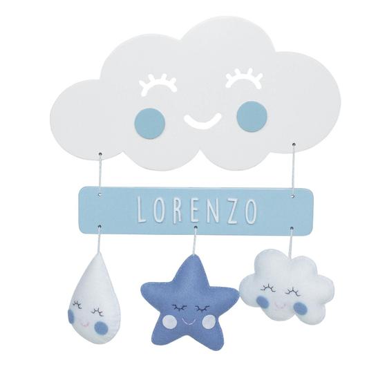 Imagem de Porta Maternidade Nuvem Chuva de Amor Azul Quarto Bebê Infantil Menino