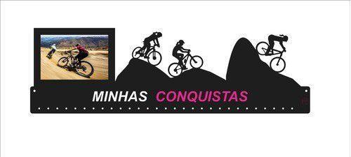 Imagem de Porta Medalha Mountain Bike Feminino Porta Retrato Para Até 100 Medalhas