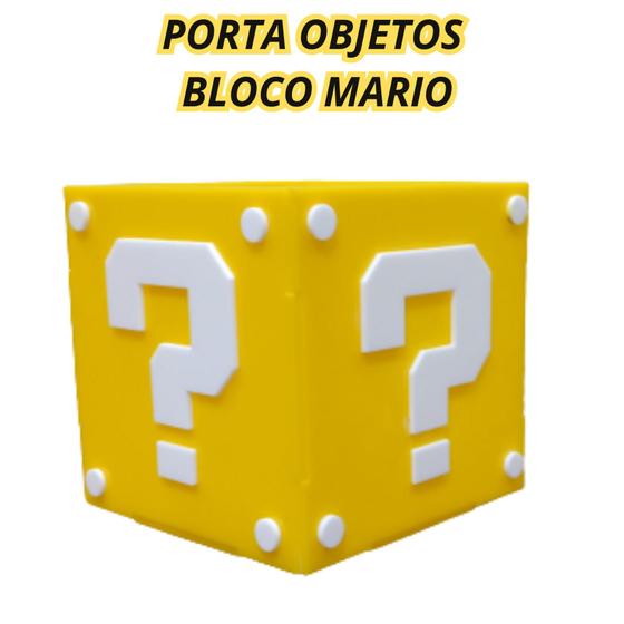 Imagem de Porta Objetos Cubo Super Mario PowerUp Amarelo e Branco Presente Geek Gamers