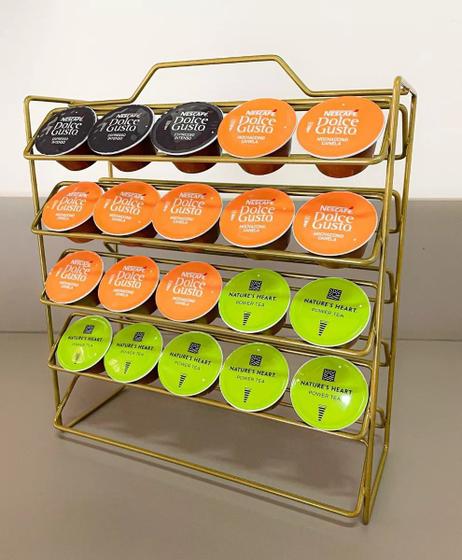 Imagem de Porta Organizador  Suporte 50 Capsulas Cafe Dolce Gusto Dourado