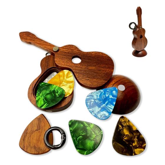 Imagem de Porta-Palhetas de Guitarra MYLYWOO com Chaveiro - Inclui Palhetas