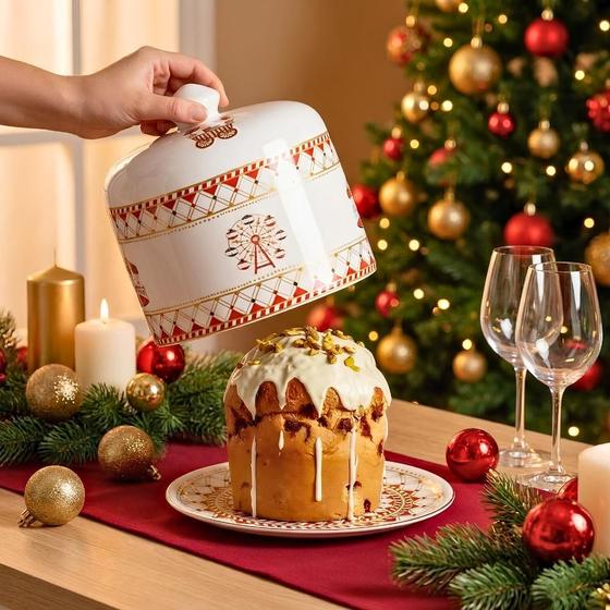 Porta Panetone com Tampa Cerâmica Noite de Brinquedos Scalla