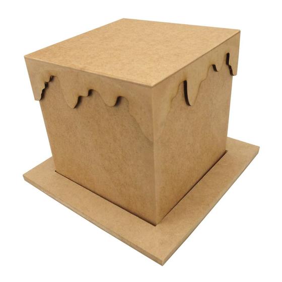Porta Panetone Quadrado em MDF com Base e Tampa Neve 16x16x16cm Palácio da Arte Menor preço em Porta Panetone Quadrado em MDF com Base e Tampa Neve 16x16x16cm Palácio da Arte