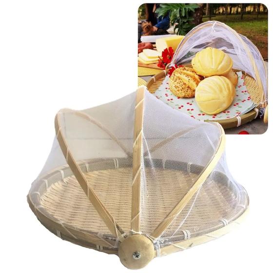Porta Pão Bolos Cesto Redondo em Rattan Cobertura Retratil 30cm Bambu Natural Menor preço em Porta Pão Bolos Cesto Redondo em Rattan Cobertura Retratil 30cm Bambu Natural