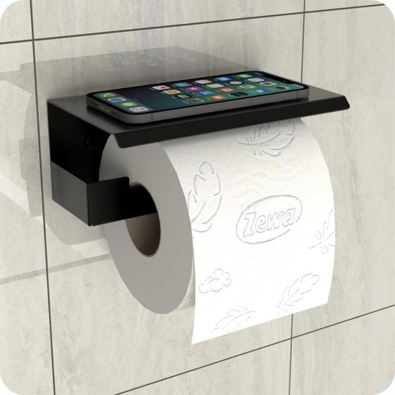 Porta Papel Higienico Com Suporte Para Celular Preto ELG Menor preço em Porta Papel Higienico Com Suporte Para Celular Preto ELG