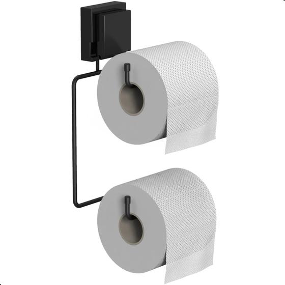 Imagem de Porta Papel Higiênico Com Ventosa Suporte Preto Arm