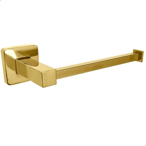 Imagem de Porta Papel Higiênico Dourado Aço Inox 304 Papeleira De Banheiro Metal Inox Suporte De Parede Lavabo Acessorio Quadrado Gold Brilhoso Luxo