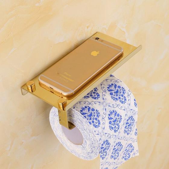 Imagem de Porta Papel Higiênico Dourado Ouro Gold Vintage Luxo