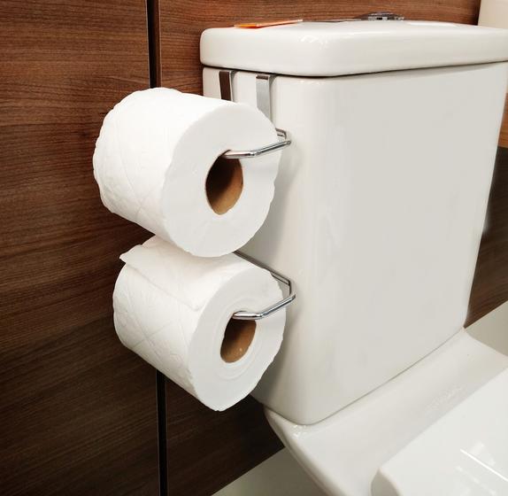 Porta Papel Higiênico Duplo Cromado Para Caixa De Descarga Menor preço em Porta Papel Higiênico Duplo Cromado Para Caixa De Descarga