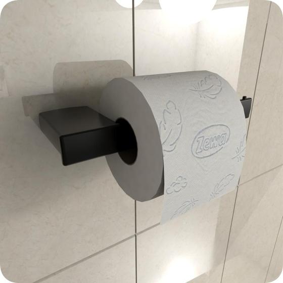 Imagem de Porta Papel Higiênico Master Preto Fosco Dupla Fixação