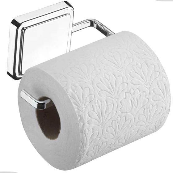 Imagem de Porta Papel Higiênico Papeleira Banheiro Lavabo Parede Aplicação Fita Dupla Face Sem Furo Cromado Future